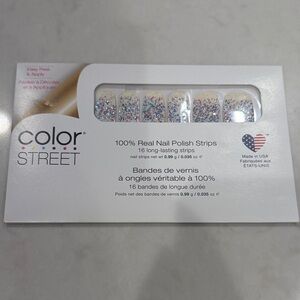 Color Street White Nail Strips with Multicolor Glitter